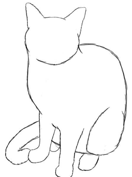 Рисование сидячей кошки