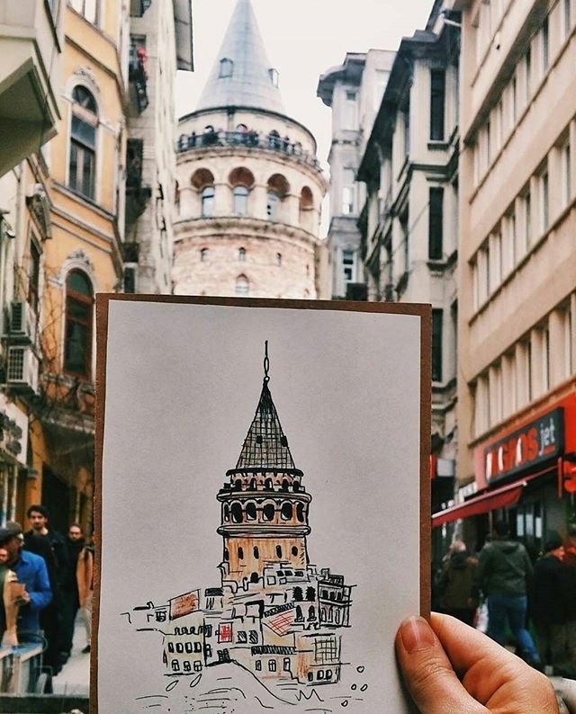 Галатская башня рисунок