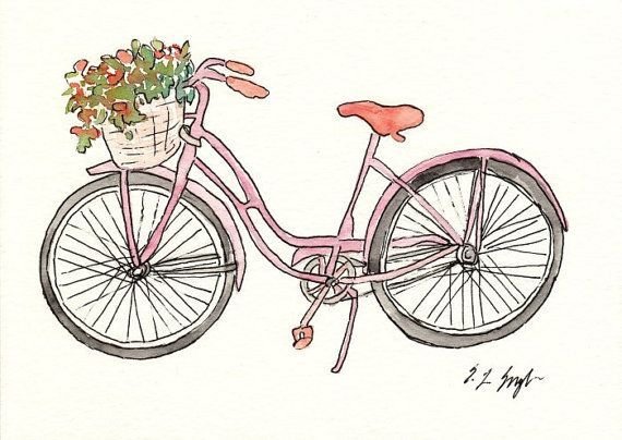 Рисунок велосипед с корзинкой цветов