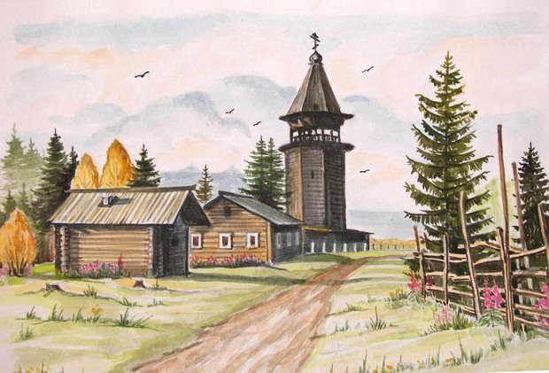 Деревня рисунок