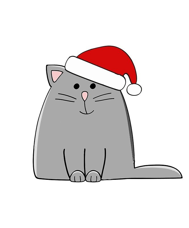 Рисунок котиков новогодние шапочки