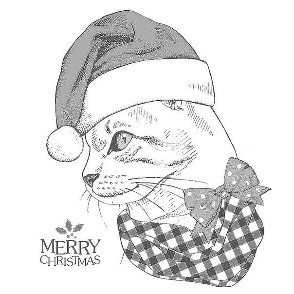 Новогодние коты раскраска