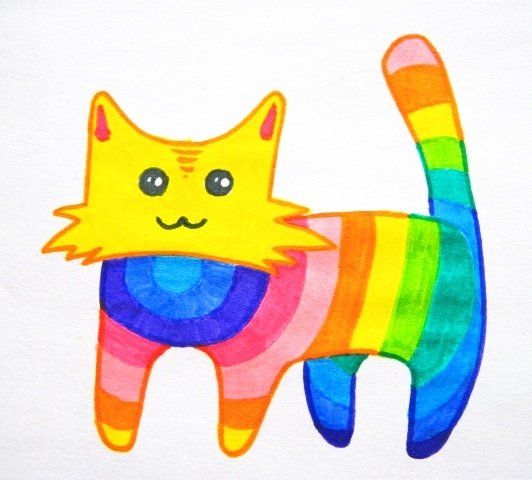 Радужный котик рисование для детей