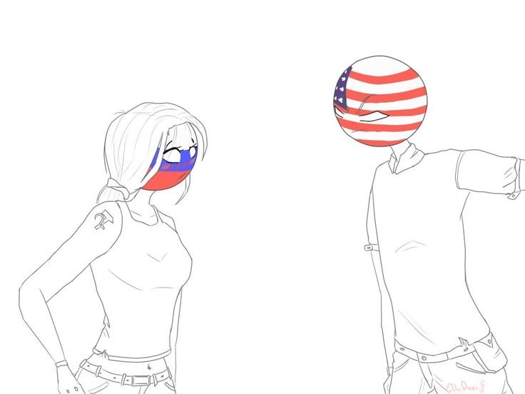 Countryhumans Россия девушка и США