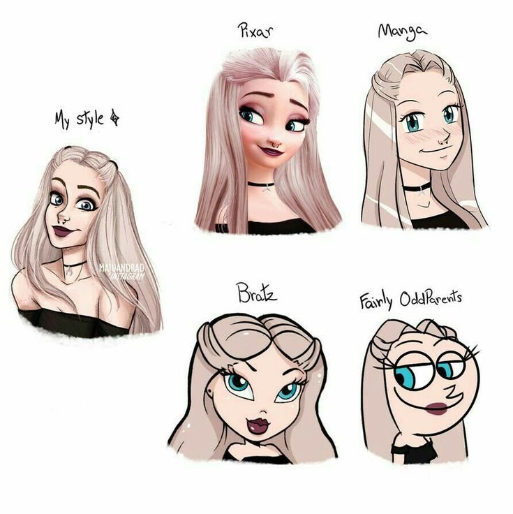 Разные стили рисования персонажей