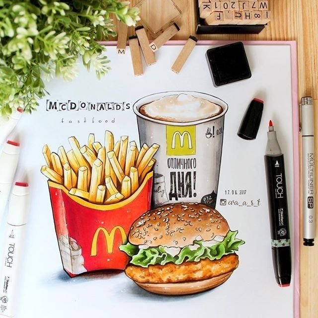 Рисунки для скетчбука еда