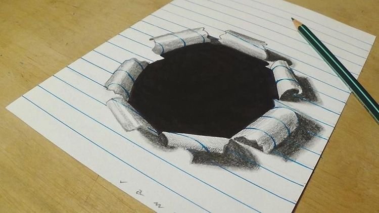Объёмный рисунок на бумаге