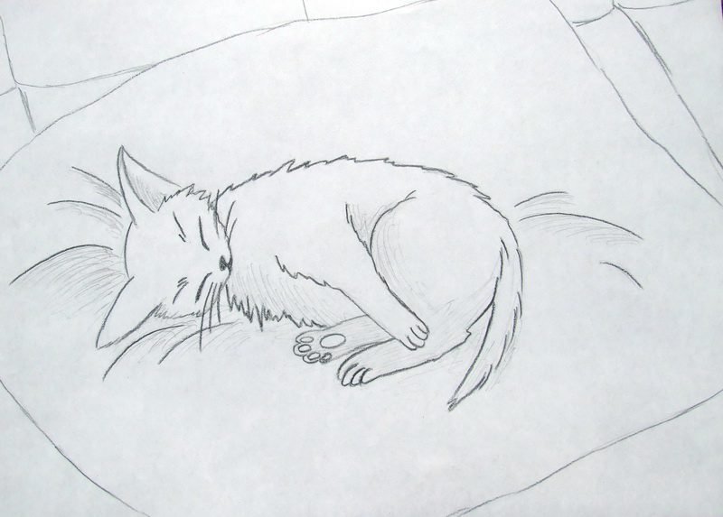 Кошка рисунок карандашом