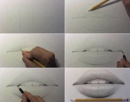 Рисование губ карандашом