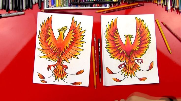 Рисование птицы Феникс