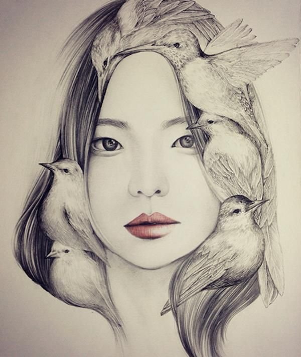 Рисунок девушки карандашом