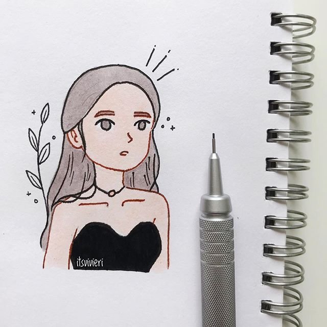 Рисунки в скетчбук девушки
