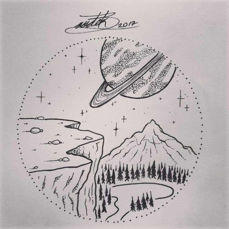 Рисунок космоса карандашом для срисовки