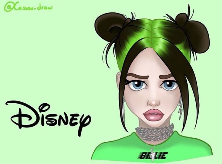 Billie Eilish в мультяшном стиле