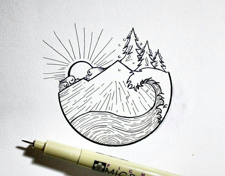 Рисунки черной ручкой