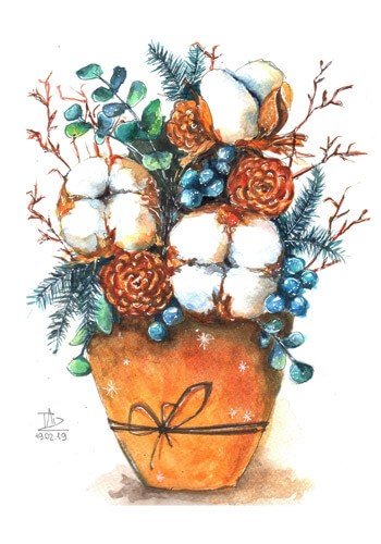 Рисуем зимний букет
