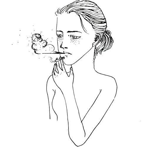 Рисунок курящей девушки