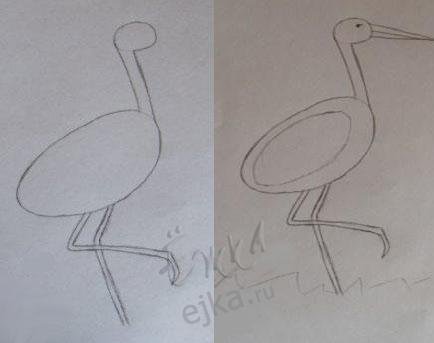 Рисунок журавля пошагово