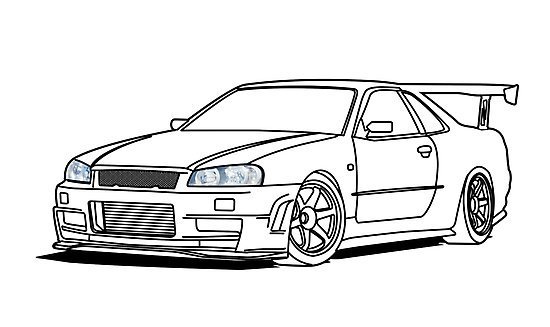 Nissan GTR r34 раскраска