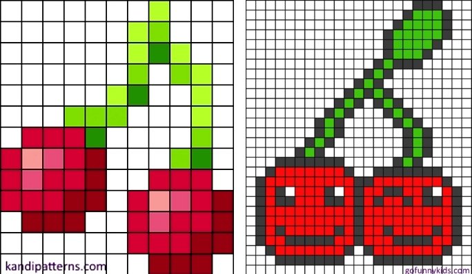 Рисунки по клеточкам фрукты и овощи
