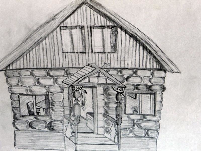 Старинная изба рисунок