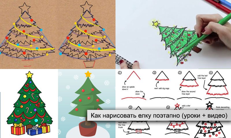 Способы рисования елки для детей