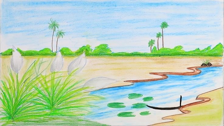 Водный пейзаж рисунки
