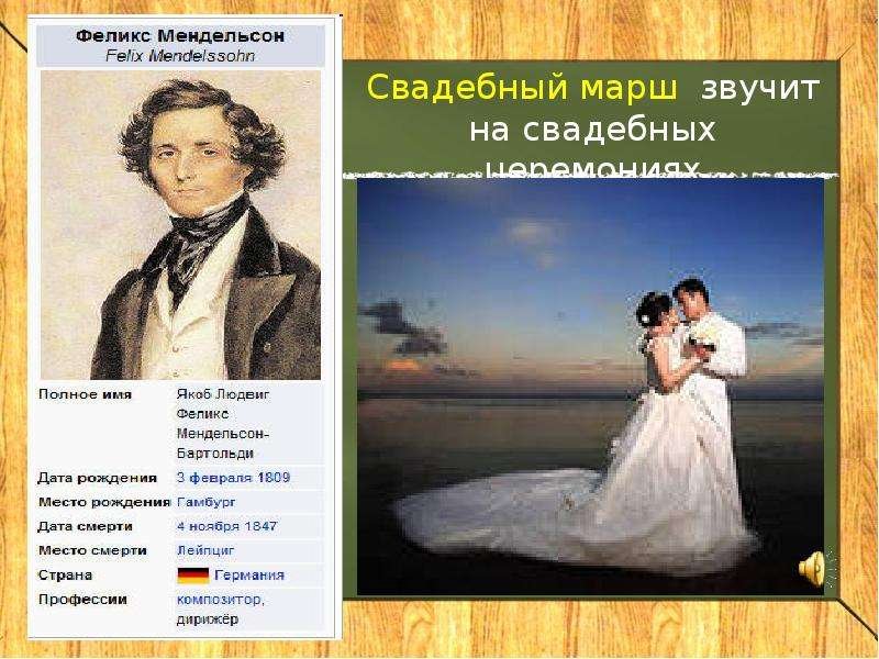 1843 Впервые прозвучал «свадебный марш» Мендельсона