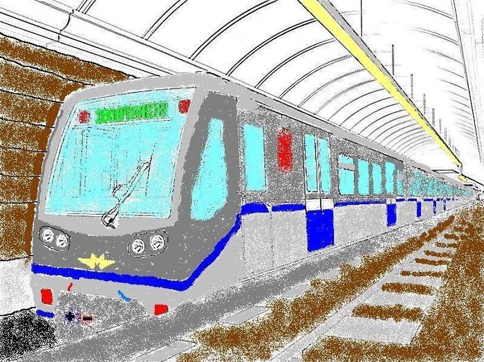 Раскраска поезд метро Русич