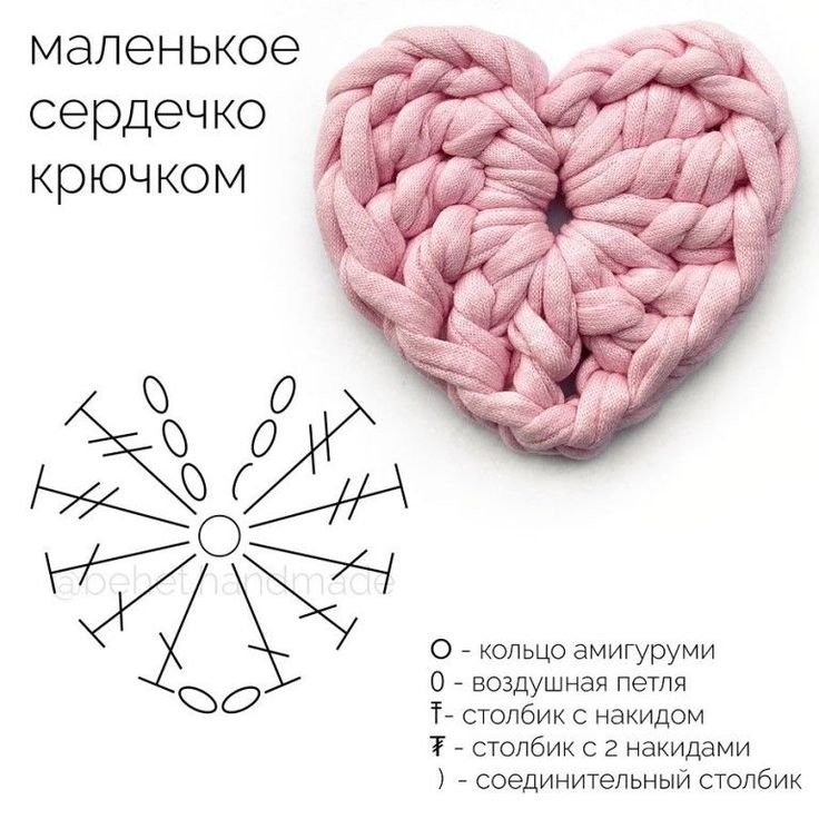 Схема вязания крючком сердечко для начинающих простое