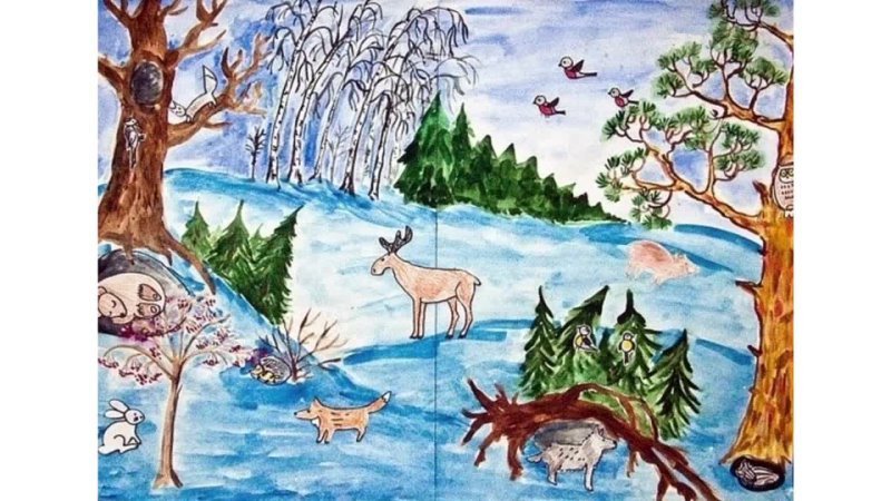 Рисунок на тему животные в природе