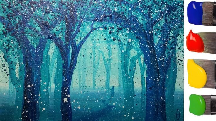 Рисунок леса красками