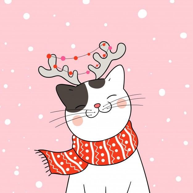 Новогодний котик рисунок