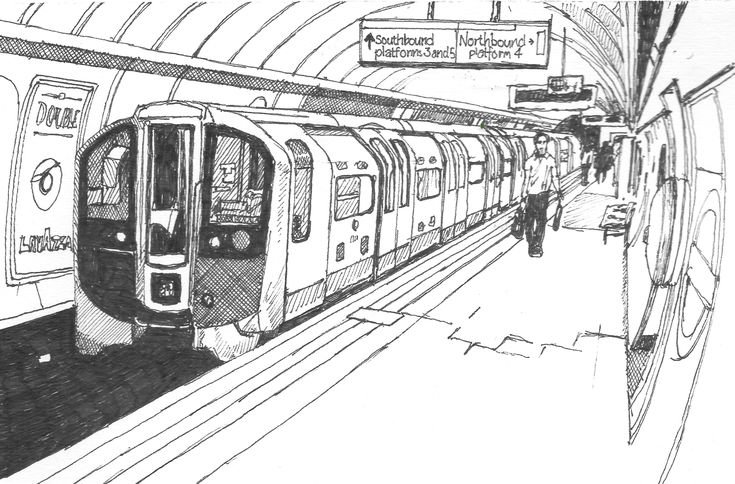 Метро сбоку чб