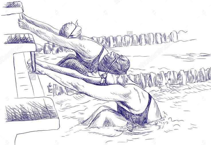 Рисунок пловца для срисовки