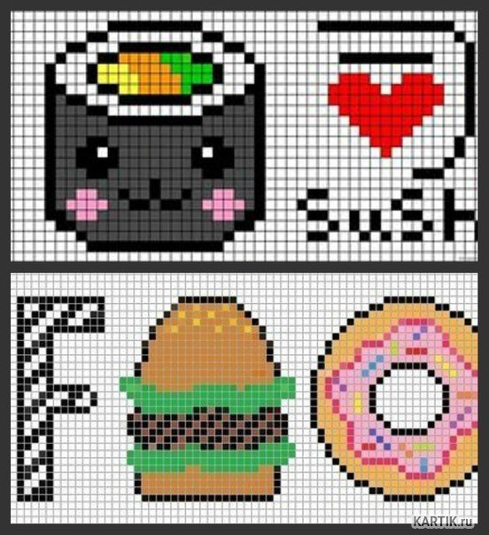 Рисунки по клеточкам еда