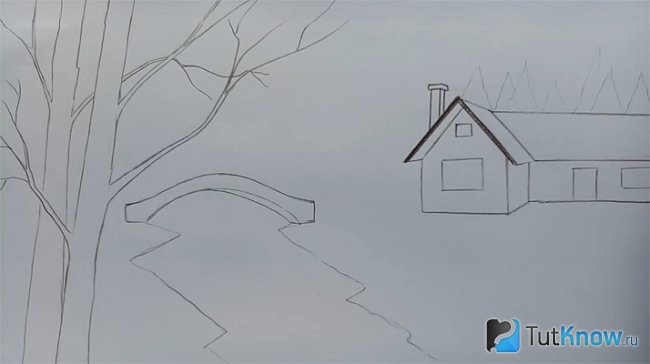 Пейзаж карандашом