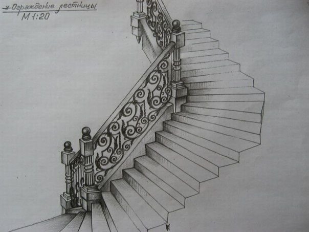 Лестница рисунок карандашом