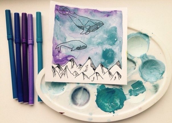 Рисунок акварелью легкий