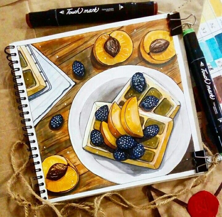 Рисунки маркерами еда