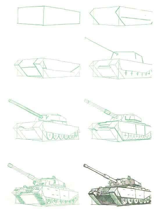 Рисунок танка карандашом