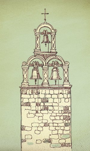 Храм с колокольней рисунок