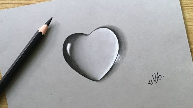 Объемное сердце нарисовать