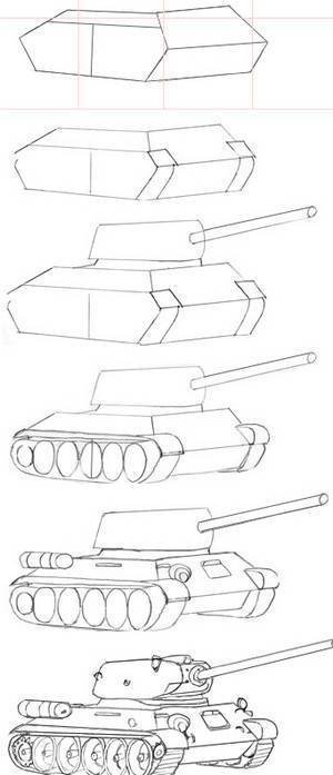 Т34 танк рисунок пошагово