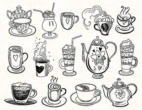 Рисунок кофе для срисовки