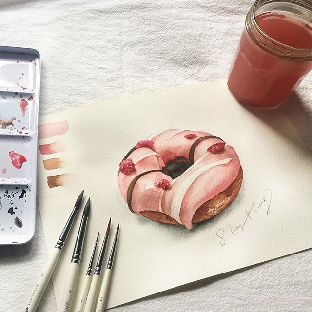 Скетчинг маркерами пончик
