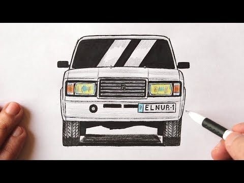 ВАЗ 2107 спереди карандашом
