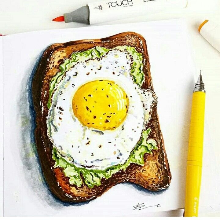 Яичница рисунок маркерами