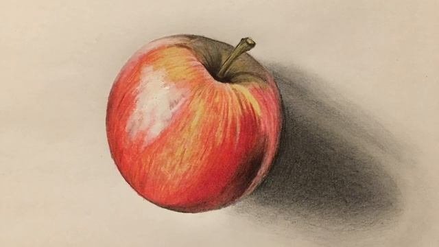 Рисунки яблока цветным карандашом