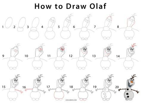 Поэтапное рисование Олафа